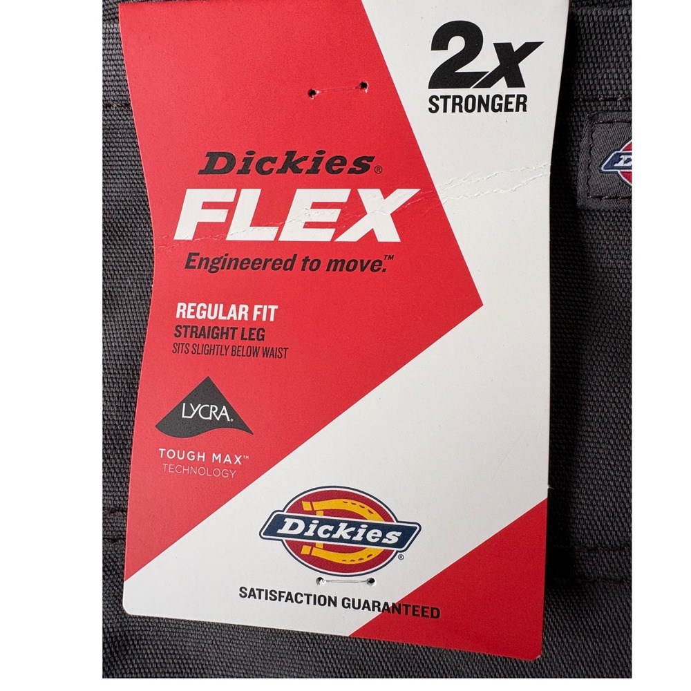Dickies Flex Regular Fit Straight Leg Pants Mens 40x30 Charcoal Grey DP803SS NWT - Picture 5 of 11